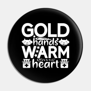 Gold Hands Warm Heart Cats Lover Funny Gift Pin