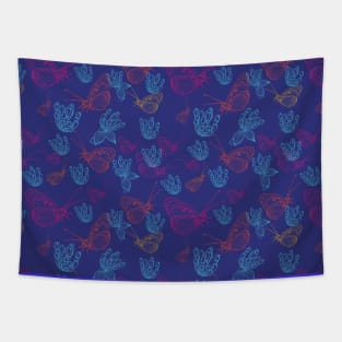 Pink and blue butterfly patterns Tapestry