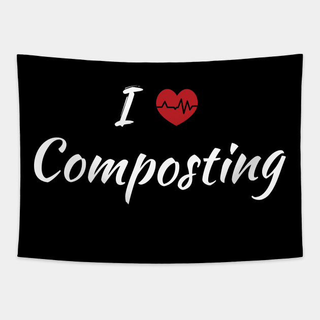 I Love Composting Cute Red Heart With Heartbeat Tapestry by SAM DLS