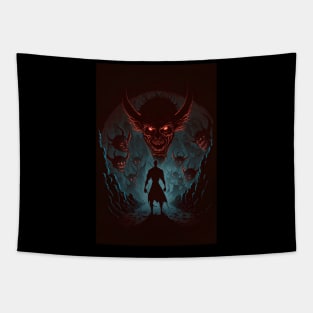Anime Demon Warrior Entering Hell To Slay Monsters Tapestry