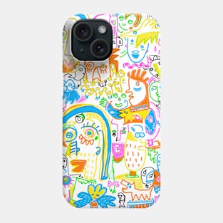 doodle colorful, faces, animals Phone Case