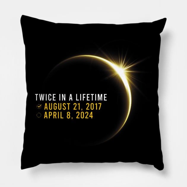 Totality 24 Twice In A Lifetime Total Solar Eclipse 2024 Pillow by Aleem James