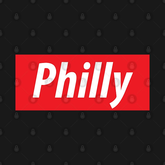 'Philly' USA white text on red background by keeplooping