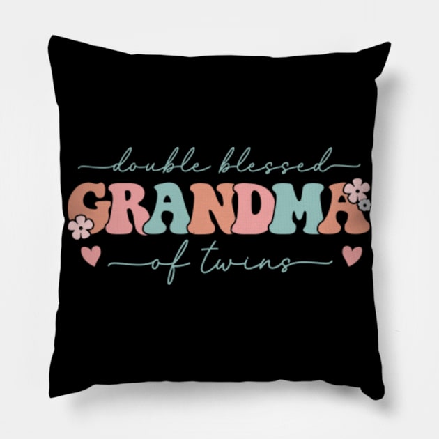 Double Blessed Grandma Of Twins Pillow by GreenCraft