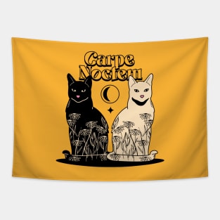 Carpe Noctem Black Cat in yellow Tapestry