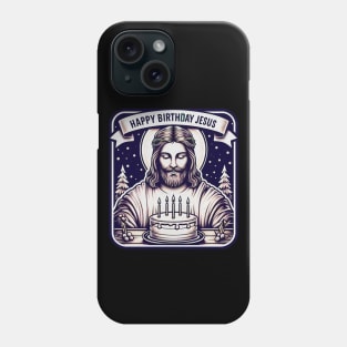 Happy Birthday Jesus Make A Wish Birthday Cake White Christmas Phone Case