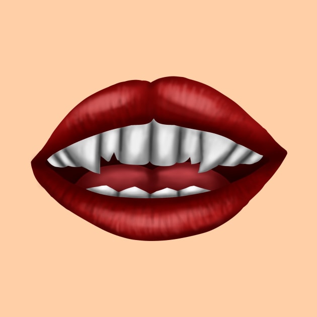 woman lips with sharp fangs 3D details by Super-TS