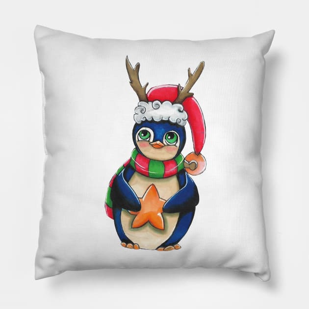 Xmas Penguin Pillow by BeksSketches