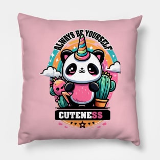 Always Be Yourself Panda Unicorn Pillow