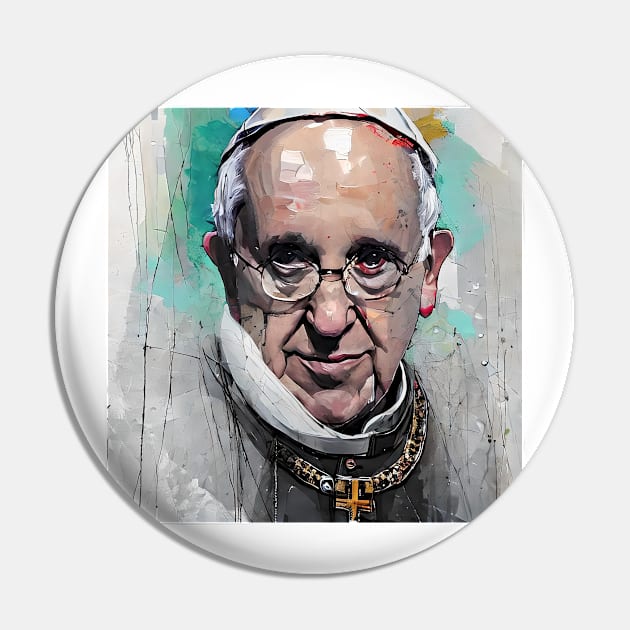 portrait of Pope Francis Pin by bogfl