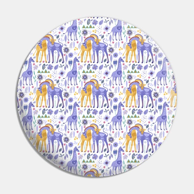 Whimsical Giraffes Purple and Yellow Pin by FabulouslyFestive