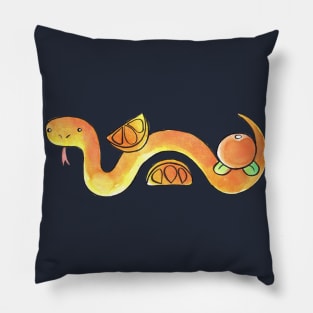 Watercolor Citrus Orange Snake Pillow