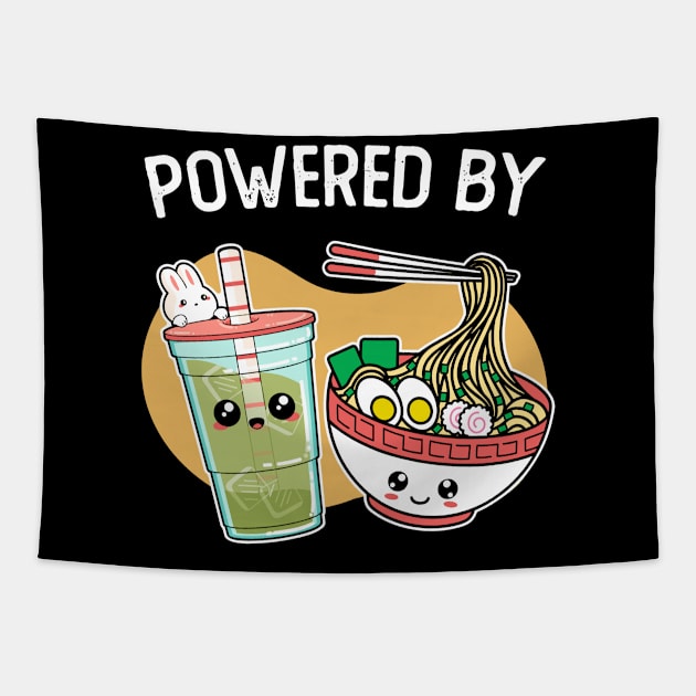 Powered by ramen and boba tea Tapestry by StarMa