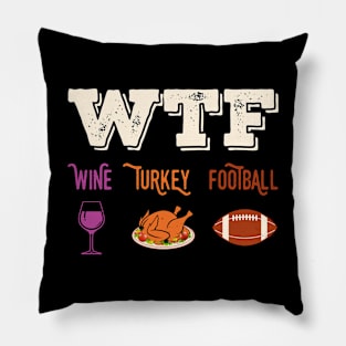 Funny Thanksgiving Wine Turkey Football Pillow