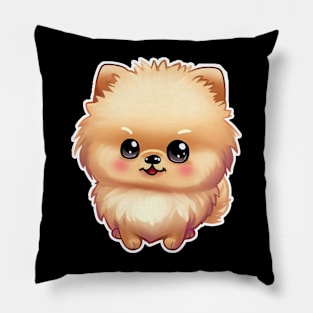 cute pomeranian dog pet portrait cartoon vector illustration Pillow