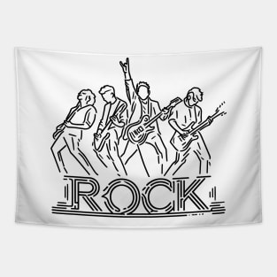 ROCK band black line art Tapestry