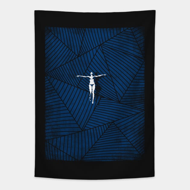 Geometric Blues Tapestry by bulografik