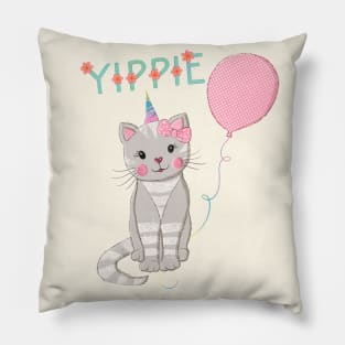 Cute cat and congratulations Pillow