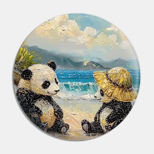 Two Pandas on the Beach Pin