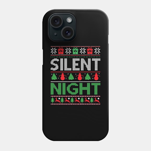 Silent night ugly christmas sweater Phone Case by MZeeDesigns