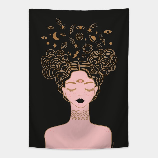 Space Buns Tapestry by anneamanda