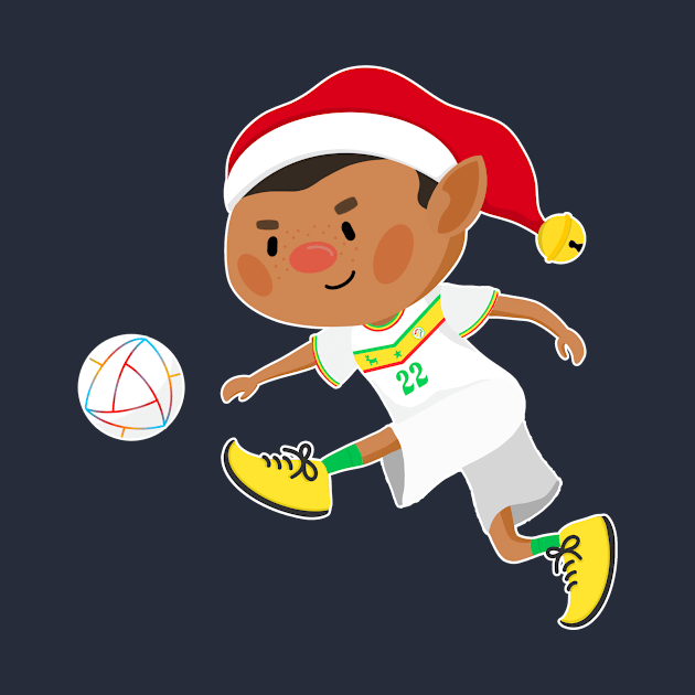 Senegal football Christmas elf. Football World Cup soccer t-shirt by abtchlr