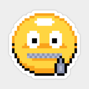 Zipped Lips Pixel Emoji Magnet