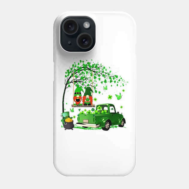 Green Gnomes Truck Shamrock Happy Saint Patrick's Day Shirt Phone Case by Krysta Clothing