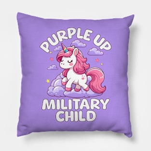 Cute Unicorn Purple Up Military Child Pillow