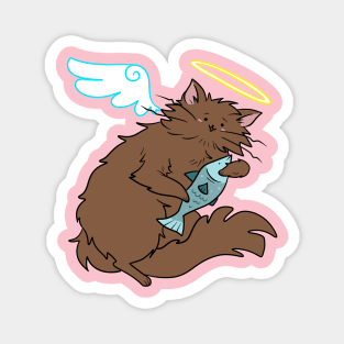 Fluffy Brown Cat Angel Magnet