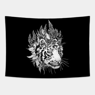 Tiger Wisp - Black Linework Version Tapestry