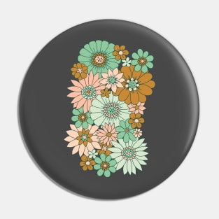 Retro Daisies in Blush + Jade Pin