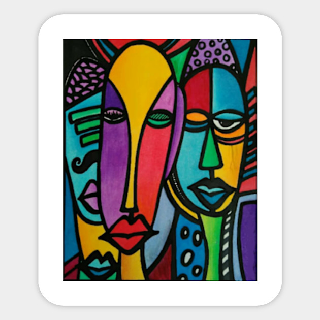Abstract Art Colorful Faces Faces Of Man Painting Sticker Teepublic
