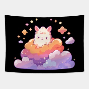 Cute Kawaii Dreamy Clouds Baby Llama Tapestry