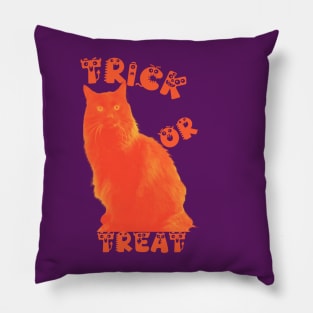 trick or treat orange cat Pillow