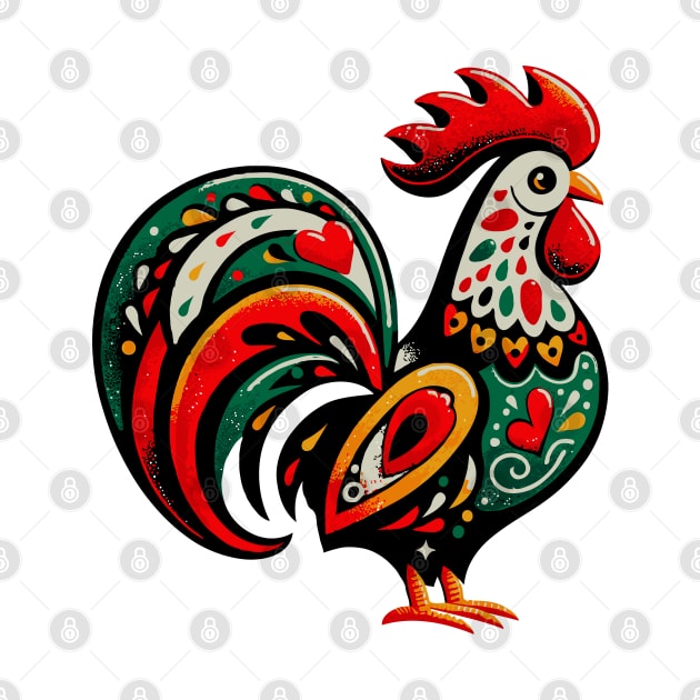 Colorful Galo de Barcelos Folk Art Rooster Portuguese Pride by merchlovers