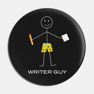 Funny Mens Writer Guy Pin