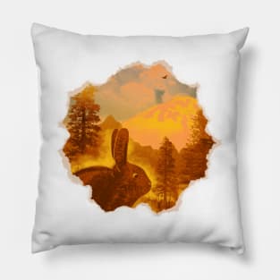 Golden Bunny Land Pillow