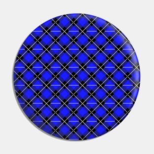 Diagonal Blue and Black Flannel-Plaid Pattern Pin