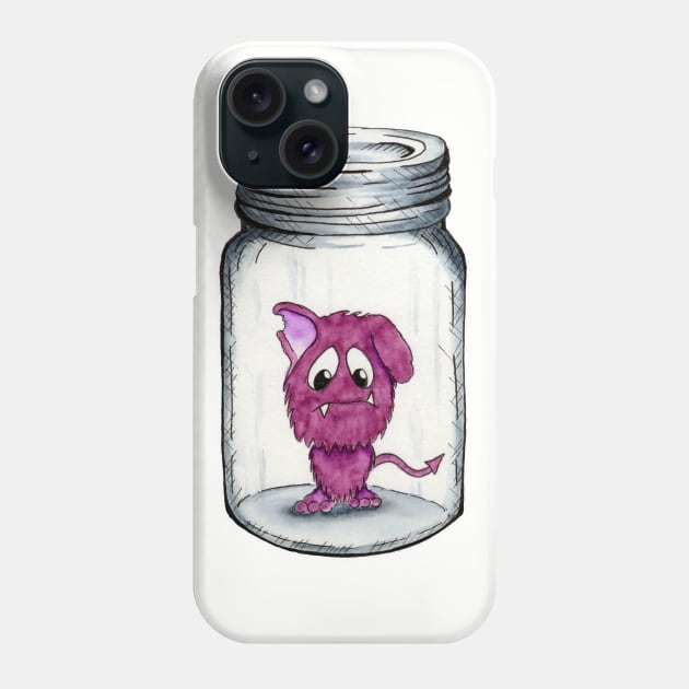 Sad Purple Monster in a Jar Phone Case by AaronShirleyArtist