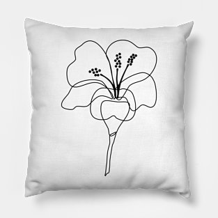 Minimalist hibiscus flower line art Pillow