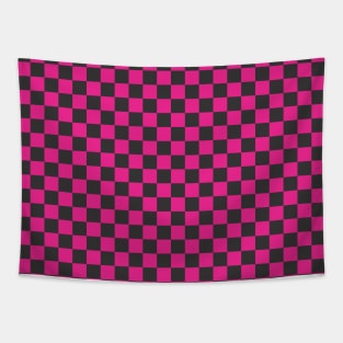 Pink and black checkered Tapestry