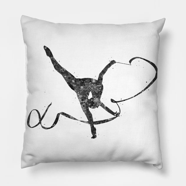 Rhythmic gymnastics black and white Pillow by Yahya Art