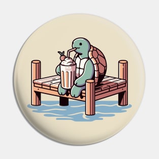 Lofi Turtle Milkshake Pin