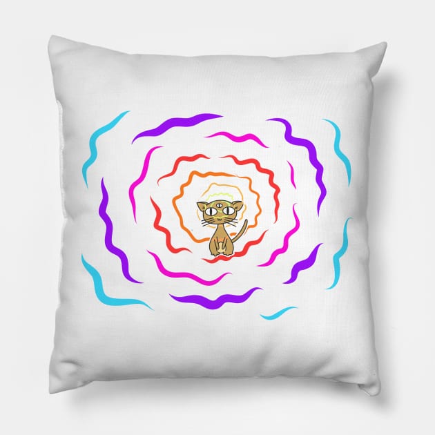 Psychic Hypno Cat Third Eye Power Pillow by SubtleSplit