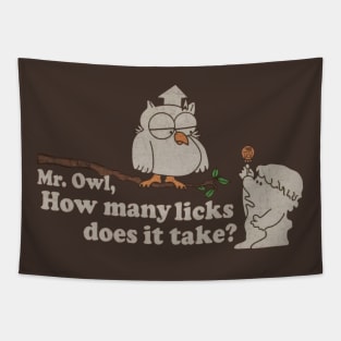 Mr Owl - How many Licks ? Distressed, Vintage style Tapestry