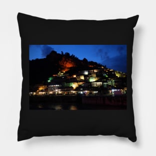 Nighttime in Berat, Albania Pillow