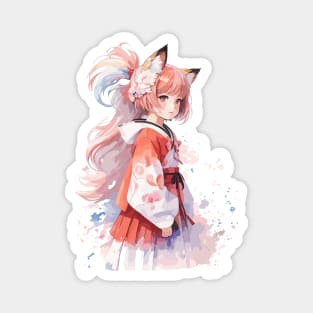 Kawaii baby in Kitsune fox kimono Magnet