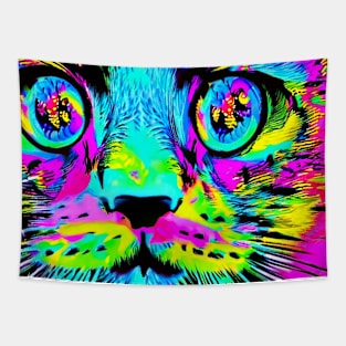 Psychedelic Cat Tapestry