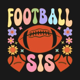 Football Sis Groovy Football Player Sister T-Shirt